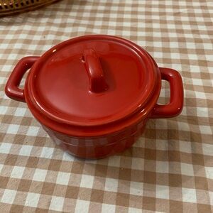 Elegant Red Ceramic Cookware with Lid very small